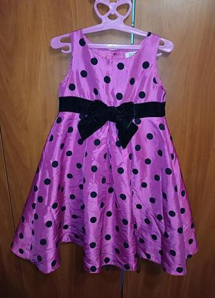Детское платье, розовое платье,платье в горошек, красивое платье