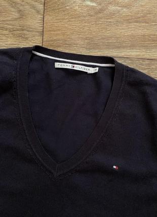 Темно синий джемпер tommy hilfiger, хлопковый свитер, кофта tommy6 фото