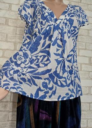 Новая лёгкая нежная воздушная блуза со 100 % хлопка в цветочный принт, размер л-ка5 фото