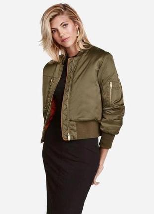 Бомбер укорочений h&m хакі р.36,40