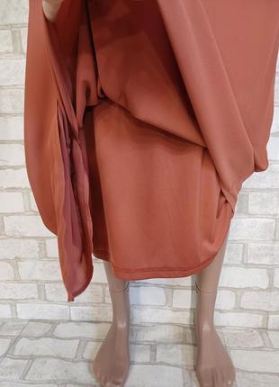 Фирменная rainbow collection юбка в пол кирпичного цвета на запах, рахмер хл7 фото