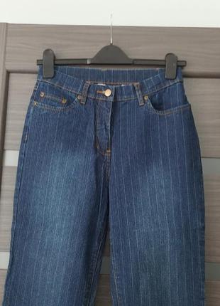 Брюки классические джинсовые высокая посадка длинные  размер м2 фото