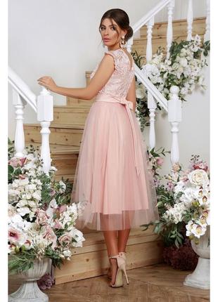 Нарядное платье, платье на свадьбу, выпускное платье, фатиновое платье, платье фатин, персиковое платье, нежное платье3 фото