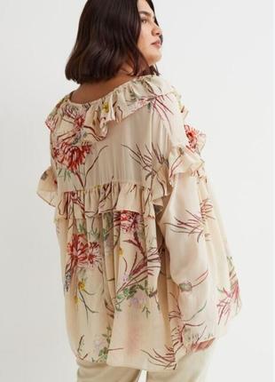 Свободная лёгкая  блуза оверсайз в цветочный принт из коллекции h&m4 фото