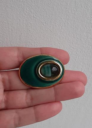 Красивая винтажная брошь керамика стекло