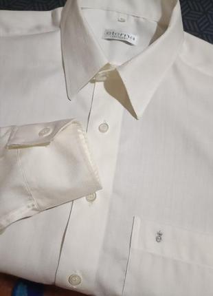 Новая мужская молочная рубашка р. 48