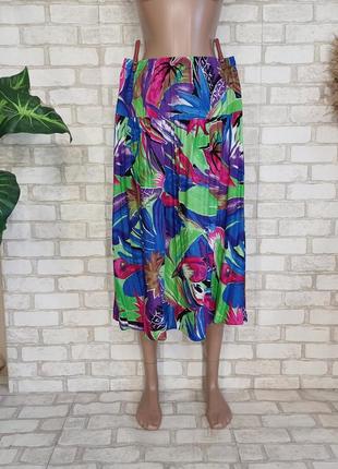 Новая юбка миди со 100 % вискозы с ярким красочным принтом "попугаи", размер хл