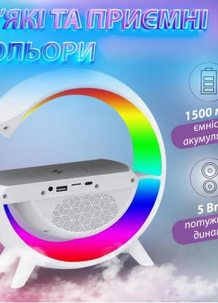 Портативна колонка з rgb-підсвіткою bt/tf/wireless charger/usb/fm/aux 5 вт4 фото