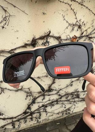 Мужские солнцезащитные очки ferrari черные матовые polarized квадратные антибликовые с поляризацией5 фото