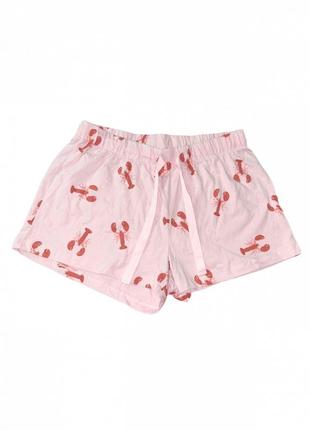 Пижамные шорты хлопковые с принтом для женщины h&m 0888331-011 l комбинированный