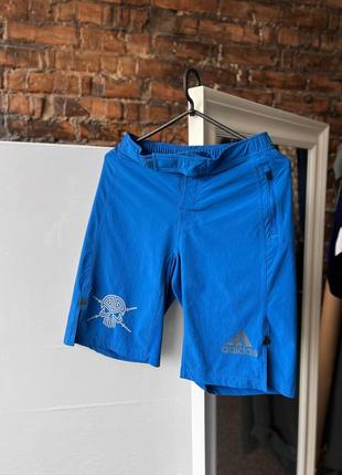 Adidas climalite men’s blue training shorts black logo тренувальні шорти