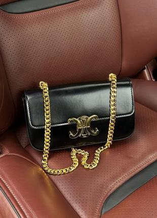 Женская сумка 👜 celine chain shoulder bag claude in shiny calfskin black