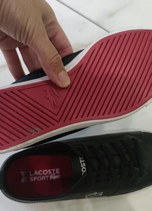 Кожанные черные кеды lacoste riberac original 37 (23,5см)7 фото