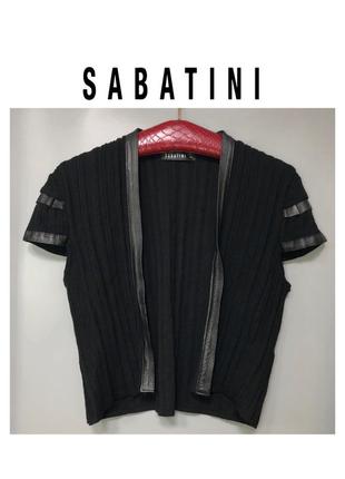 Sabatini вовняної в'язаний жилет статусний кардиган болеро декор з натуральної шкіри9 фото