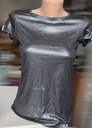 Футболка черного цвета мокрый асфальт с люрексом с полуприлегающим силуэтом terranova