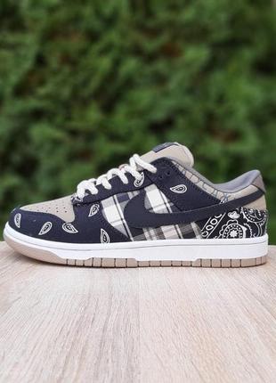 Чоловічі кросівки | nike sb dunk x travis scott ”cactus jack” | хакі/чорні | шкіра/текстиль, :43