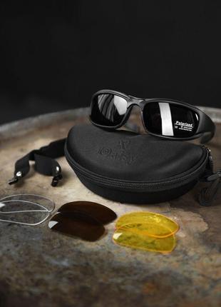Военные черные очки daisy с чехлом и съемными стеклами очки тактические черные9 фото
