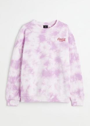 Бавовняний світшот тай-дай толстовка оверсайз худі h&m coca-cola світшот білий