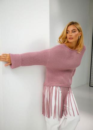 Жіночий джемпер светр вільного крою з бахромою5 фото