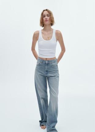 Джинси zara/trf high-rise wide-leg jeans/6045/022
