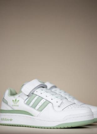 Женские кроссовки adidas forum 84 low white green адедас форум3 фото