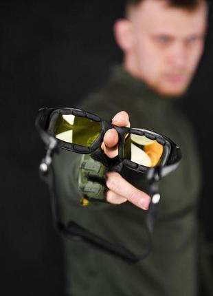 Черные военные очки daisy с чехлом черные очки тактические со съемными стеклами5 фото