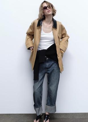 Zara стьобана куртка с контрастним коміром, вітровка, сорочка, плащ, парка6 фото