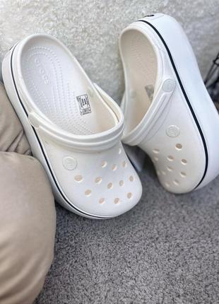 Жіночі крокси на платформі crocs crocband platform clog white білі