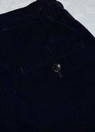 Темно сині велюрові оксамитові штани штани осінні4 фото