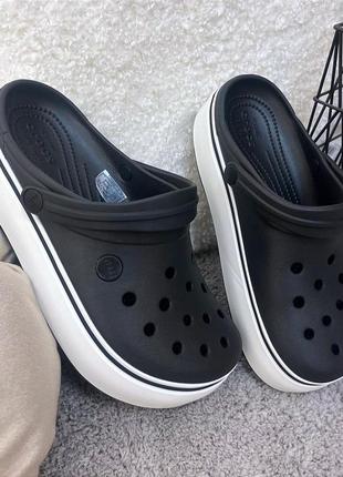 Жіночі крокси crocs на платформі чорні platform black