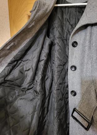 Шерстяное пальто с поясом5 фото