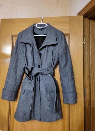 Жакет вовна пальто піджак з поясом шерсть тренч вовняне базове напівпальто демі2 фото