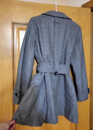Жакет вовна пальто піджак з поясом шерсть тренч вовняне базове напівпальто демі10 фото