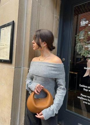 Серый шерстяной свитер со спущенными плечами от h&m, трендовый свитер y2k без плеч