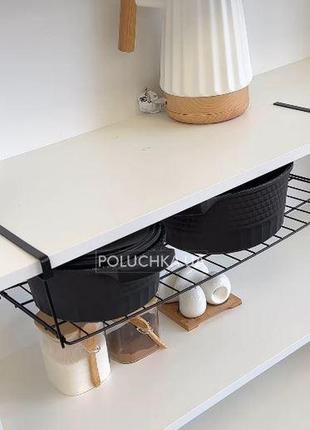 Полка навесная металлическая 40x20x10 см для кухонной посуды полочка узкая для обуви