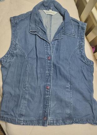 Джинсова сорочка безрукавка