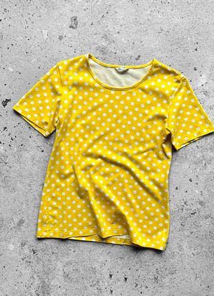 Marimekko mika pirainen women's yellow polka dot short sleeve t-shirt женская футболка