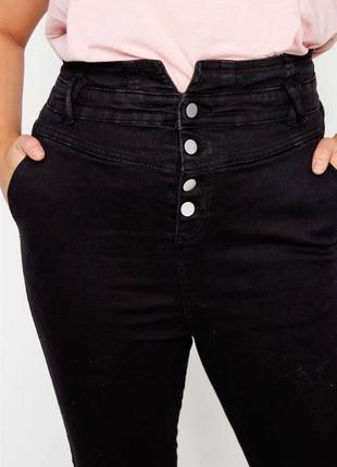 Чёрные джинсы скинни с высокой талией батал большой размер yours uk244 фото