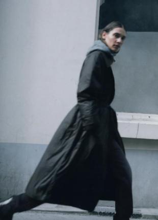 Zara длинный стеганый плащ, тренч, пальто, куртка, тренчкот7 фото