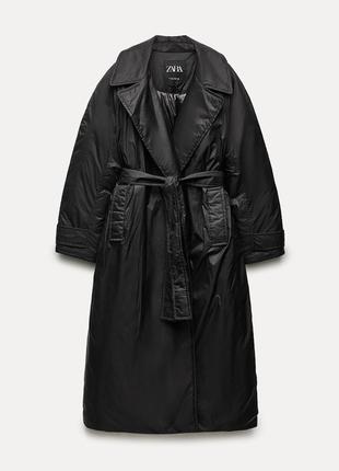 Zara довгий стьобаний плащ, тренч, пальто, куртка, тренчкот9 фото