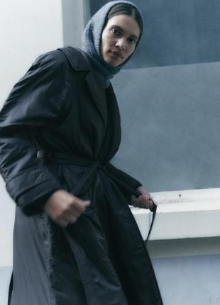 Zara длинный стеганый плащ, тренч, пальто, куртка, тренчкот6 фото