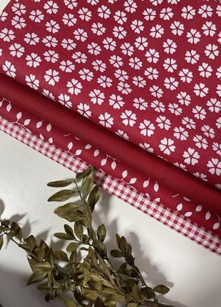 Набор ткани для рукоделия красный из 4 шт1 фото