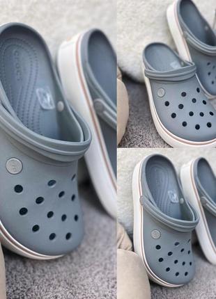 Женские кроксы сабо на платформе crocs crocband platform grey серые