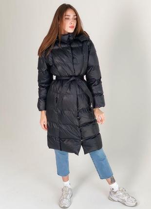 Пуховик с поясом