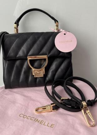 Coccinelle arlettis matelassé minibag noir оригинал. кожаная сумка. полный комплект.