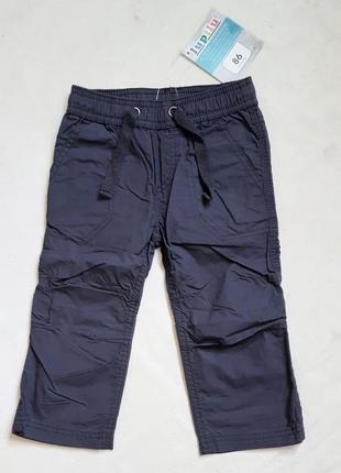 Штаны джоггеры lupilu темно-синие хлопковые карго на мальчика 1,5 года (86см)2 фото
