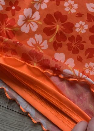 Оранжевая летняя юбка в цветы3 фото