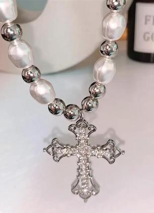 Ожерелье с крестиком y2k1 фото