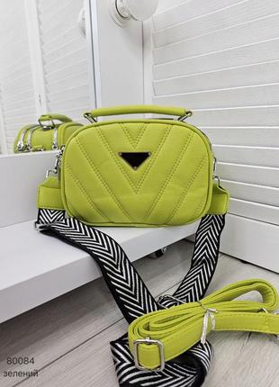 Женская качественная сумка, стильный клатч из эко кожи на 3 отдела лайм8 фото