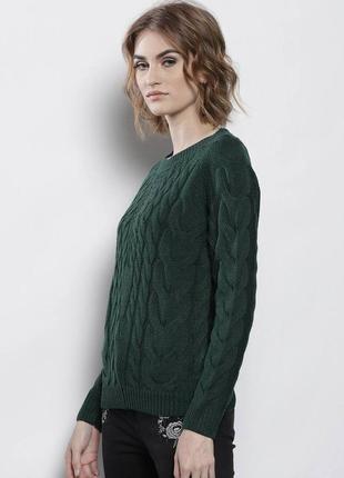 Зелёный вязанный свитер косами от dorothy perkins м3 фото